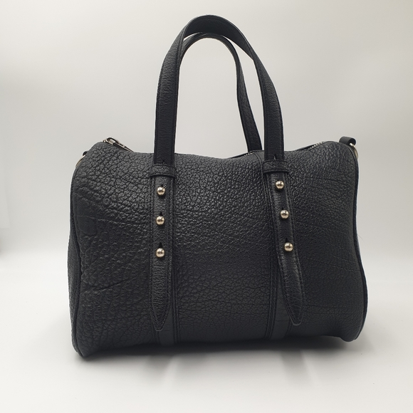 EXTRA 30% OFF🖤Alexander Wang Boston Bag Black Pebbled Leather Gold Tone Handbag - Picture 3 of 16